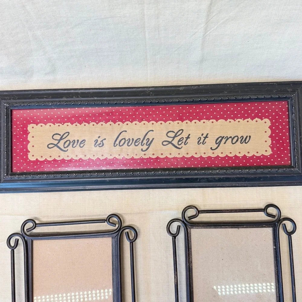 Vintage 5x7 Black Scroll Picture Frames Set Love Is Lovely Let It Grow Decor